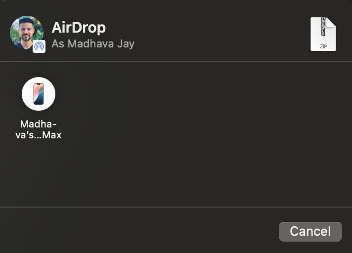 File sharing options for moving the 23andMe ZIP to another device