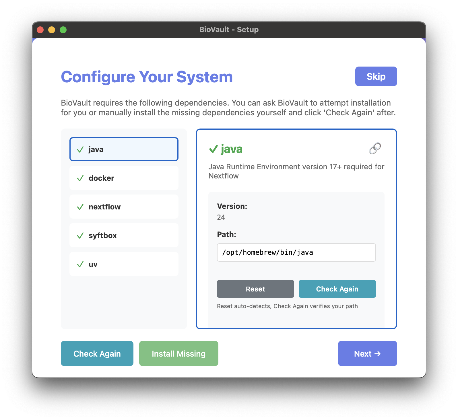 BioVault Desktop Setup Wizard
